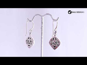 Sterling Silver diamond shape filigree earrings with Earwire and oxidized finish for wholesale jewelry collections.