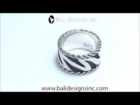 Sterling Silver Oxidized Fancy Carved Designer Band Ring With Balinese Rope Detailing.