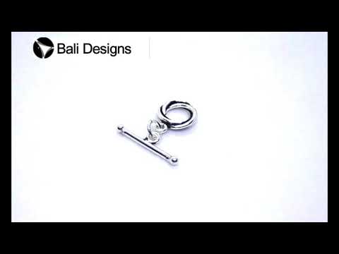 Silver Overlay interlocking double ring toggle clasp with straight bar in oxidized antique finish, wholesale jewelry finding handcrafted in Bali.
