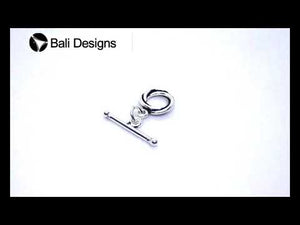 Silver Overlay interlocking double ring toggle clasp with straight bar in oxidized antique finish, wholesale jewelry finding handcrafted in Bali.