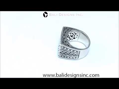 Sterling Silver handcrafted braided texture ring wholesale from Bali, Indonesia with dotted border and oxidized antique finish