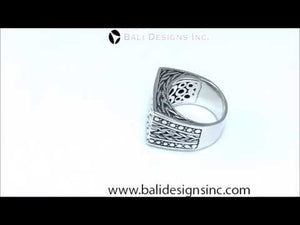 Sterling Silver handcrafted braided texture ring wholesale from Bali, Indonesia with dotted border and oxidized antique finish