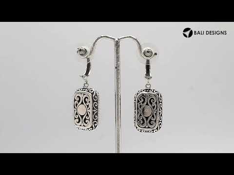 Sterling Silver Black Onyx Drop Earrings With Rope Bezel And Scroll Side Detailing