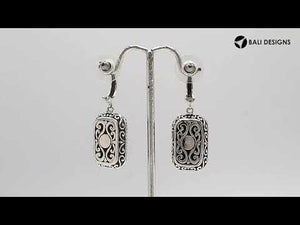 Sterling Silver Black Onyx Drop Earrings With Rope Bezel And Scroll Side Detailing