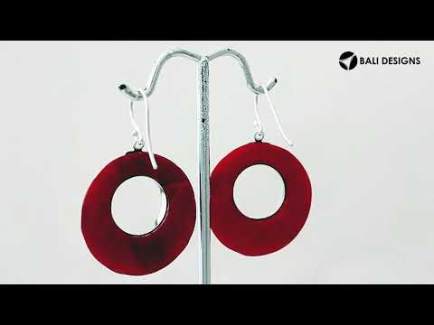 925 Sterling Silver Red Coral Filigree Round Earrings