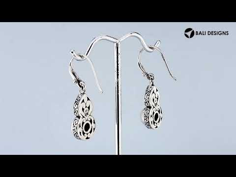 Sterling Silver With 18K Gold Pearl Drop Earrings With Heart Top And Diamond Accents