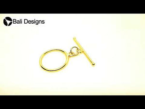 18K Gold Overlay Classic Round Toggle Clasp with polished golden finish, handcrafted in India