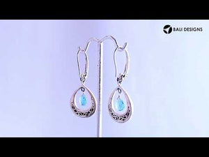 Blue Topaz Quartz Silver Pear Shape Earrings