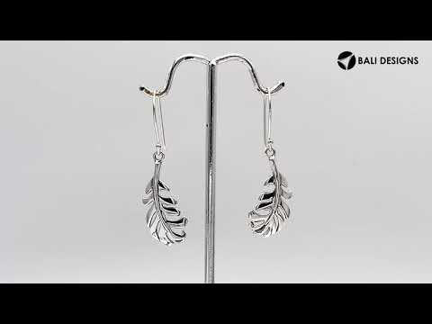 Wholesale Sterling Silver Feather Curve Drop Earrings With Polished Finish