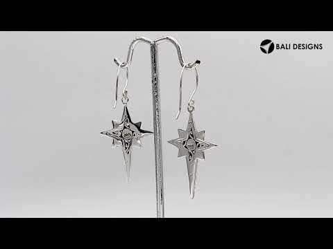 Wholesale Sterling Silver Delightful Charming Compass Shape Drop Earrings With Oxidized Finish And Balinese Craftsmanship