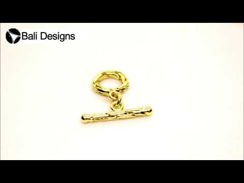 18K Gold Overlay Braided Toggle Clasp with polished golden finish, handcrafted in India