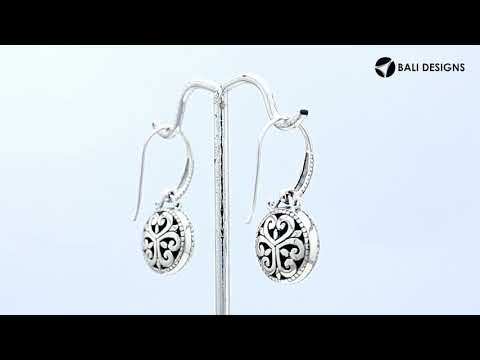 Sterling Silver Bali Engraved Earrings With Faceted Black Onyx Triangle And Oxidized Details For Wholesale Jewelry Buyers