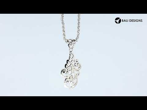 Sterling Silver Artistic Swirl Leaf Pendant With Balinese Filigree Design.