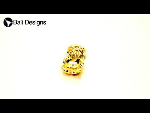 18K Gold Overlay Over Copper spiral texture bead cap with central hole, handcrafted jewelry component from India.