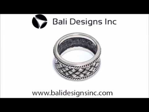 Sterling Silver handcrafted woven pattern ring wholesale from Bali, Indonesia with oxidized rope edge design
