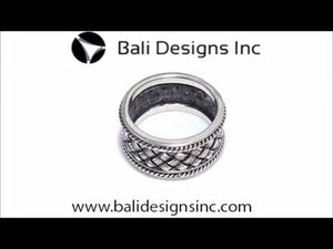 Sterling Silver handcrafted woven pattern ring wholesale from Bali, Indonesia with oxidized rope edge design