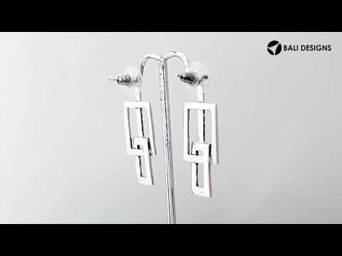 Silver Geometric Linked Rectangle Earrings