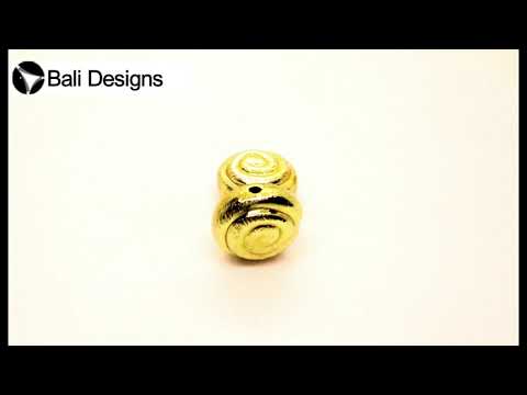 Handcrafted brushed spiral-pattern coin bead with 18K gold overlay over copper, made in India for wholesale jewelry manufacturers