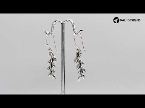 Wholesale Sterling Silver Delicate Leaf Branch Drop Earrings With Polished Finish And Balinese Craftsmanship