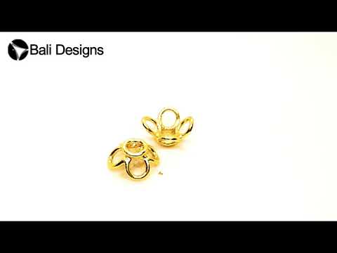 Handcrafted floral multi loop connector bead with center hole made with 18K Gold Overlay Over Copper, handcrafted in India for wholesale jewelry manufacturing.
