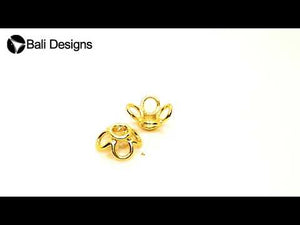 Handcrafted floral multi loop connector bead with center hole made with 18K Gold Overlay Over Copper, handcrafted in India for wholesale jewelry manufacturing.