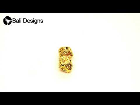 Handcrafted square filigree bead with 18K Gold Overlay Over Copper from India