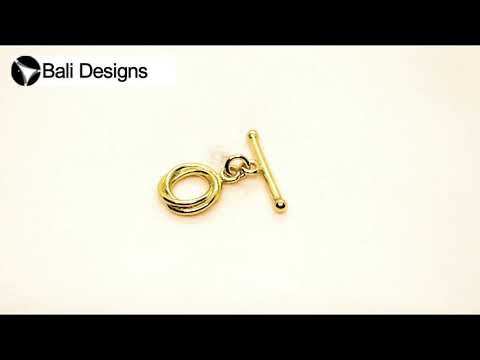 18K Gold Overlay Interlocking Double Ring Toggle Clasp with polished finish, handcrafted in India for wholesale jewelry making