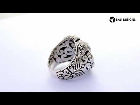 Wholesale Sterling Silver With 18K Gold Diamond Floral Mandala Ring With Balinese Carvings.