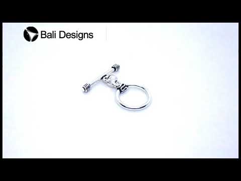 Silver Overlay round toggle clasp with polished finish and bar closure, wholesale jewelry finding for necklaces and bracelets.