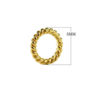 Wholesale twisted rope 18K Gold Overlay Over Copper ring component handcrafted in India with polished finish