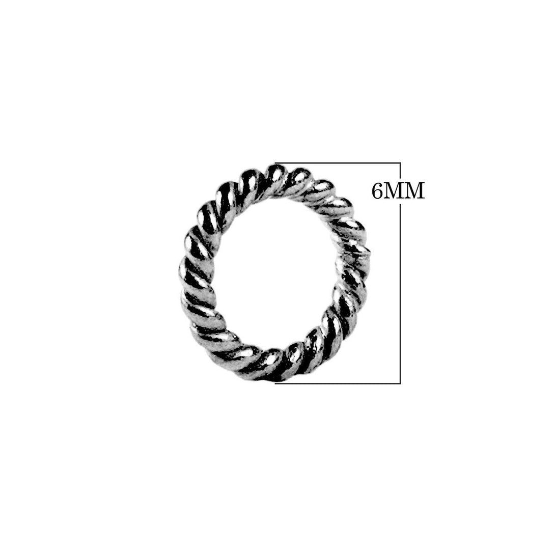 JCR-102-6MM Black Rhodium Overlay Closed Jump Ring Twisted Beads Bali Designs Inc 