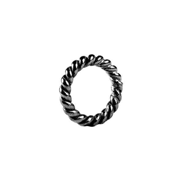 JCR-102-7MM Black Rhodium Overlay Closed Jump Ring Twisted Beads Bali Designs Inc 