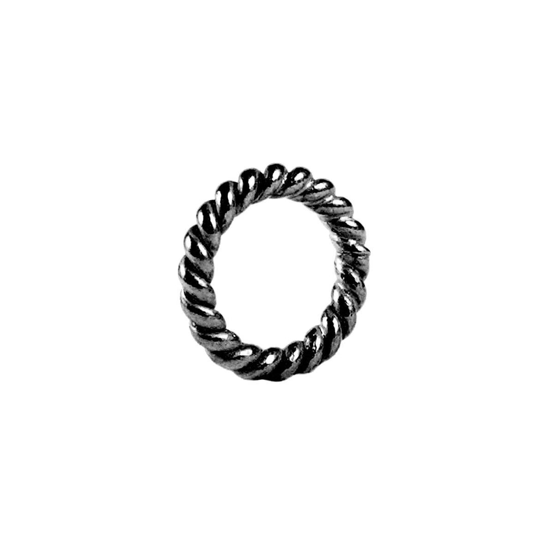 JCR-102-9MM Black Rhodium Overlay Closed Jump Ring Twisted Beads Bali Designs Inc 