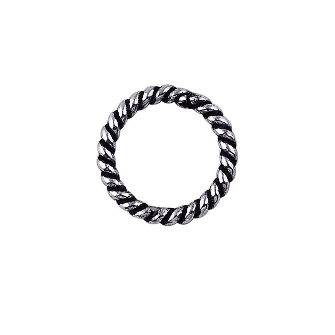 JCSF-102-5MM Silver Overlay Closed Jump Ring Twisted Oxidised Beads Bali Designs Inc 