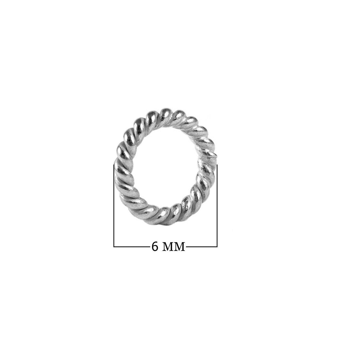 JCSF-105-6MM Silver Overlay Closed Jump Ring Twisted Without Oxidised Beads Bali Designs Inc 
