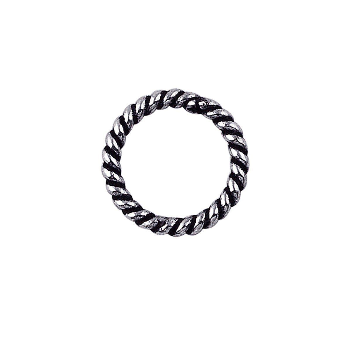 JCSS-102-4MM Sterling Silver Closed Jump Ring Twisted Oxidised Beads Bali Designs Inc 