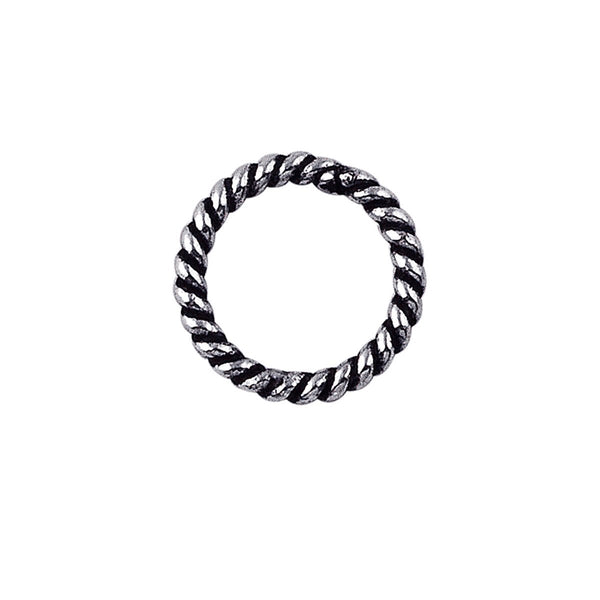 JCSS-102-6MM Sterling Silver Closed Jump Ring Twisted Oxidised Beads Bali Designs Inc 