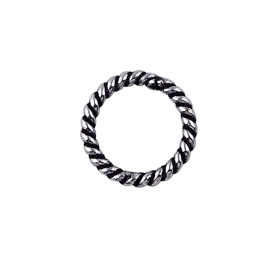 JCSS-102-8MM Sterling Silver Closed Jump Ring Twisted Oxidised Beads Bali Designs Inc 
