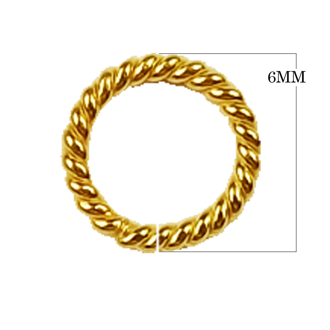 JOG-102-6MM 18K Gold Overlay Twisted Jump Ring Open Beads Bali Designs Inc 
