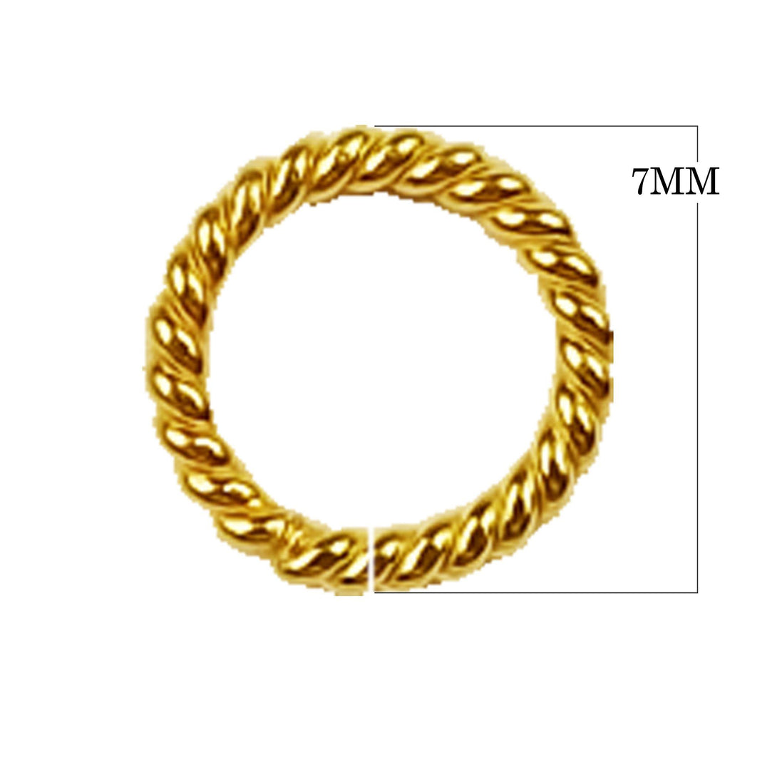 JOG-102-7MM 18K Gold Overlay Twisted Jump Ring Open Beads Bali Designs Inc 
