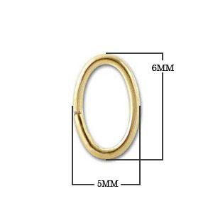 JOG-104-6X5MM 18K Gold Overlay Oval Open Jump Ring Beads Bali Designs Inc 