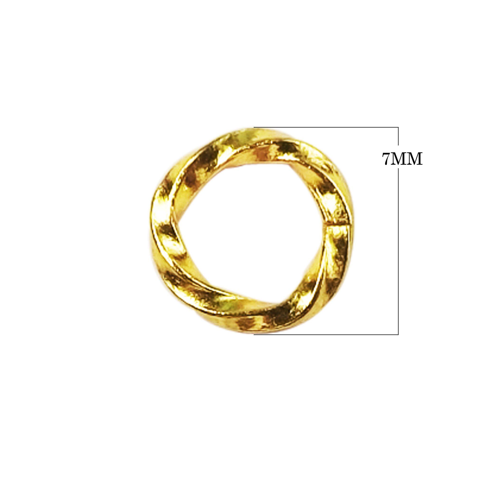 JOG-107-7MM 18K Gold Overlay Twisted Open Jump Ring Beads Bali Designs Inc 