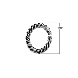 JOR-102-7MM Black Rhodium Overlay Open Jump Ring Twisted Beads Bali Designs Inc 