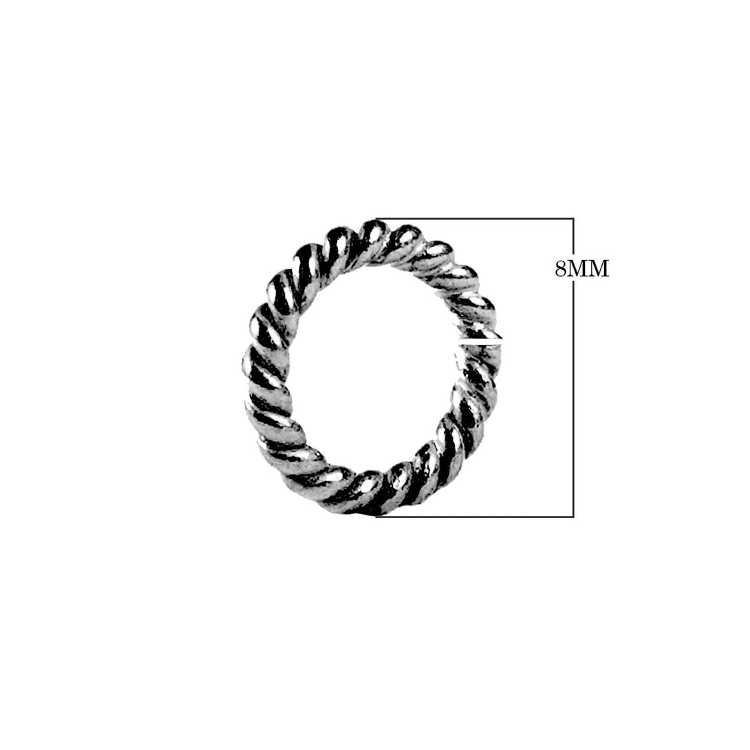 JOR-102-8MM Black Rhodium Overlay Open Jump Ring Twisted Beads Bali Designs Inc 