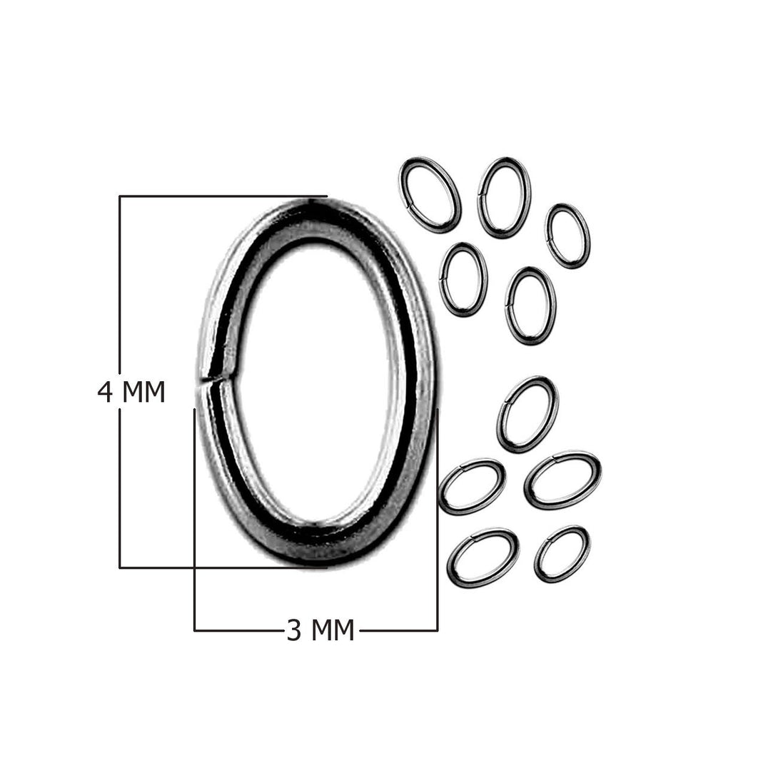 JOR-104-4X3MM Black Rhodium Overlay Oval Open Jump Ring Beads Bali Designs Inc 