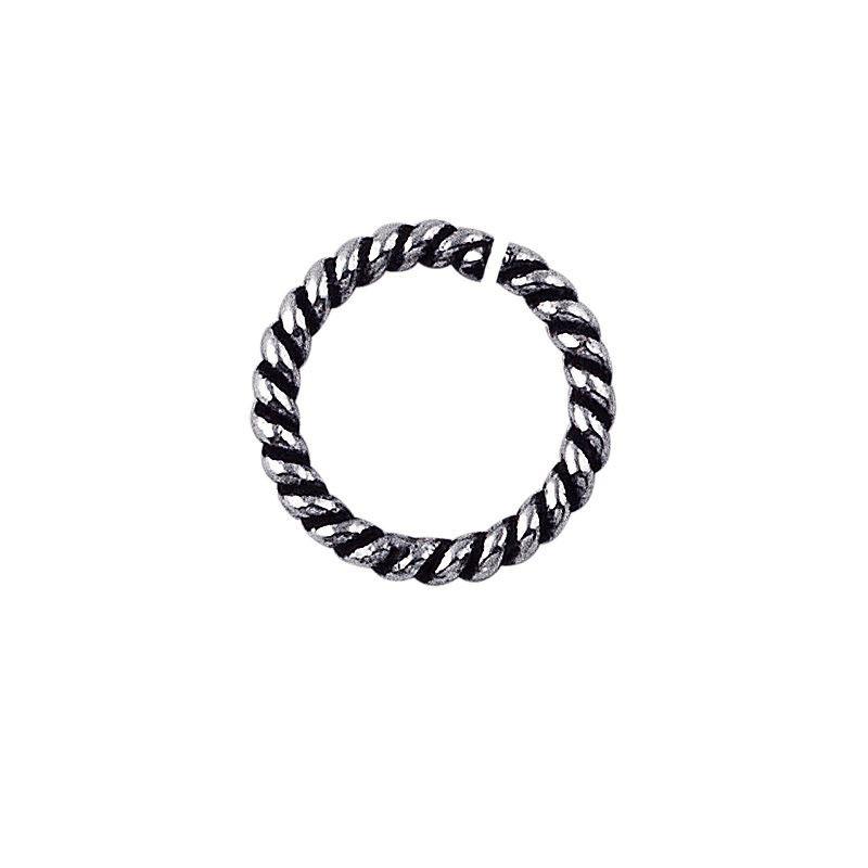 JOSF-102-6MM Silver Overlay Open Jump Ring Twisted Oxidised Beads Bali Designs Inc 