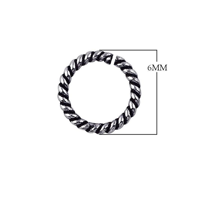 Premium silver overlay twisted open jump ring over copper with polished finish, handcrafted jewelry component from India.