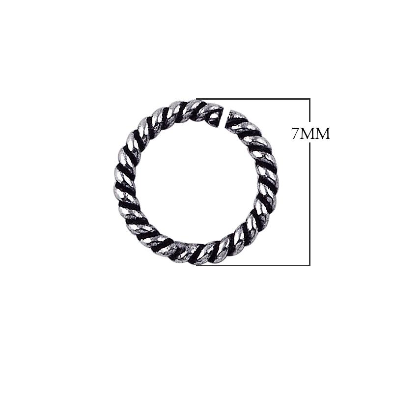 JOSF-102-7MM Silver Overlay Open Jump Ring Twisted Oxidised Beads Bali Designs Inc 