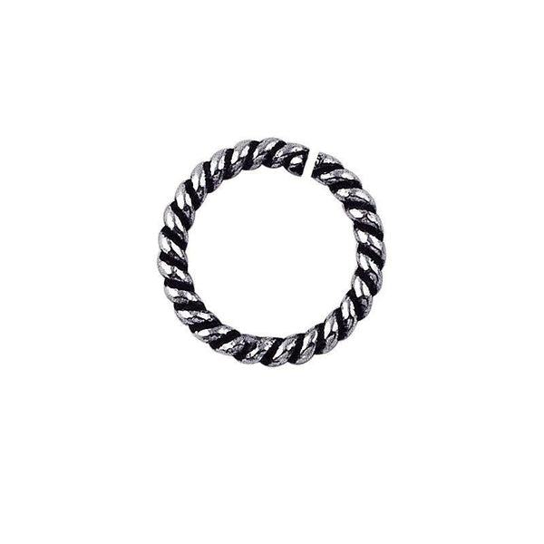 JOSF-102-8MM Silver Overlay Open Jump Ring Twisted Oxidised Beads Bali Designs Inc 
