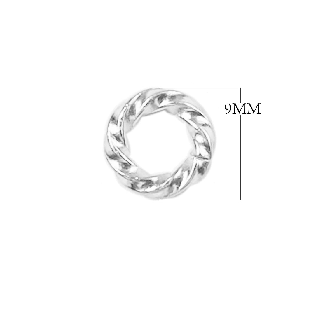 JOSF-107-9MM Silver Overlay Twisted Open Jump Ring Beads Bali Designs Inc 